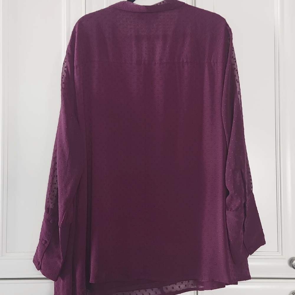 LANE BRYANT | Neck Tie Sheer Swiss Dot Blouse - Picture 9 of 9